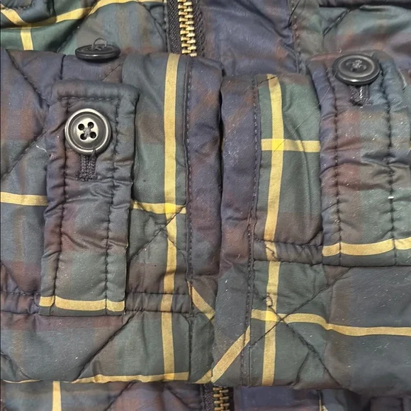 Kids' Navy Plaid Hooded Jacket